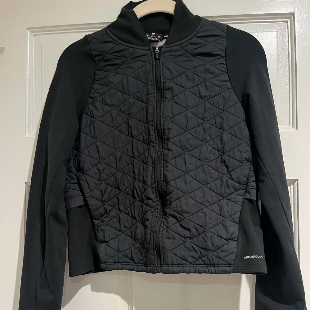 Womens black quilted fitted Nike Aerolayer Running jacket size small